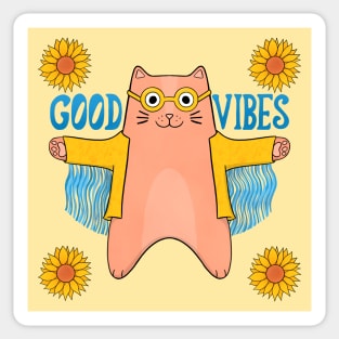Good Vibes Cat Sticker
